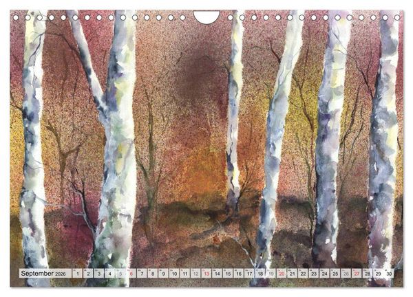 Produktbild: B&auml;ume in Aquarell (Wandkalender 2026 DIN A4 quer), CALVENDO Monatskalender