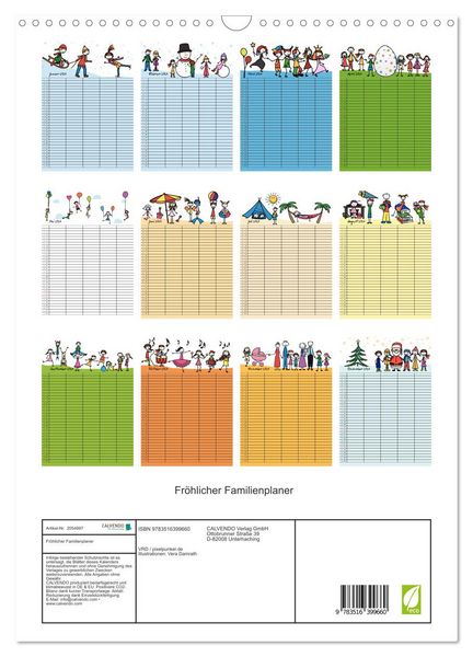 Produktbild: Fr&ouml;hlicher Familienplaner (Wandkalender 2026 DIN A3 hoch), CALVENDO Monatskalender