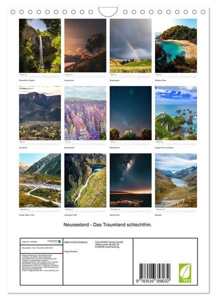 Produktbild: Neuseeland - Das Traumland schlechthin. (Wandkalender 2026 DIN A4 hoch), CALVENDO Monatskalender