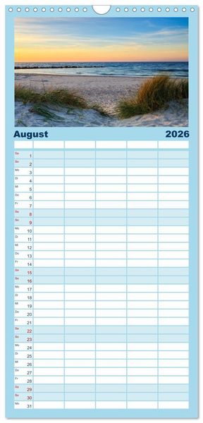 Produktbild: Familienplaner 2026 - Fischland-Dar&szlig;-Zingst Impressionen der Halbinsel mit 5 Spalten (Wandkalender, 21 x 45 cm) CALVENDO