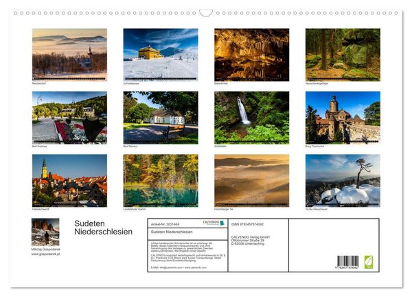 Produktbild: Sudeten Niederschlesien (Wandkalender 2026 DIN A2 quer), CALVENDO Monatskalender