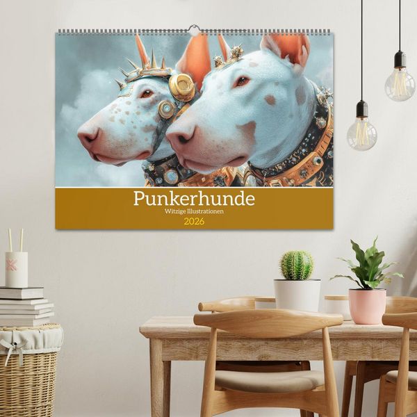 Produktbild: Punkerhunde - Witzige Illustrationen (Wandkalender 2026 DIN A2 quer), CALVENDO Monatskalender