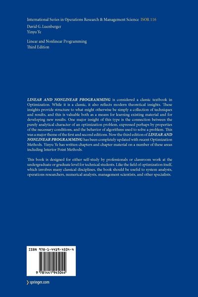 Produktbild: Linear and Nonlinear Programming
