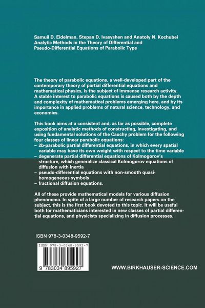Produktbild: Analytic Methods In The Theory Of Differential And Pseudo-Differential Equations Of Parabolic Type