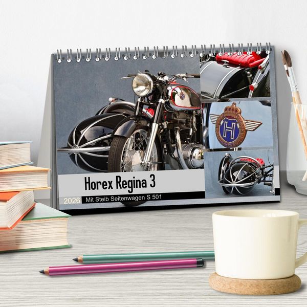 Produktbild: Horex Regina 3 mit Steib Seitenwagen S 501 (Tischkalender 2026 DIN A5 quer), CALVENDO Monatskalender