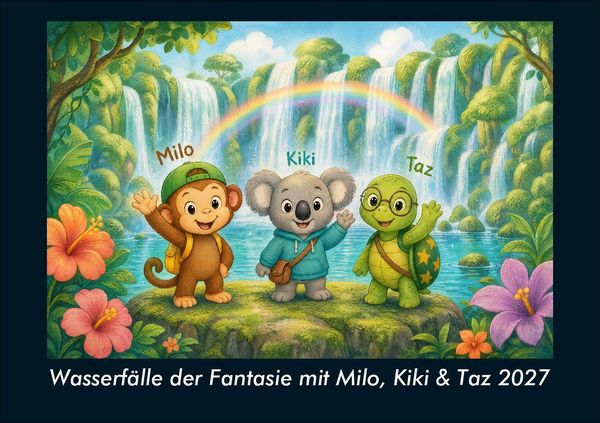 Produktbild: Wasserf&auml;lle der Fantasie mit Milo, Kiki & Taz 2027 Fotokalender DIN A5