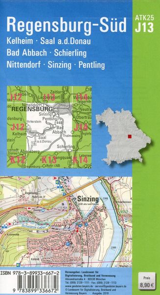Produktbild: ATK25-J13 Regensburg-S&uuml;d (Amtliche Topographische Karte 1:25000)