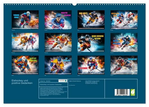 Produktbild: Eishockey und positive Gedanken (hochwertiger Premium Wandkalender 2026 DIN A2 quer), Kunstdruck in Hochglanz