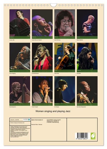 Produktbild: Women singing and playing Jazz (Wandkalender 2026 DIN A3 hoch), CALVENDO Monatskalender