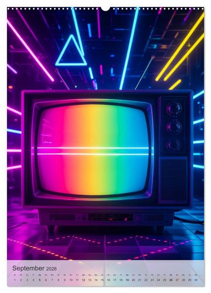 Produktbild: Back to the Eighties - Electric Neon Nights (hochwertiger Premium Wandkalender 2026 DIN A2 hoch), Kunstdruck in Hochglanz