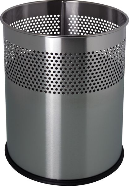 Papierkorb 15l aus Edelstahl silber