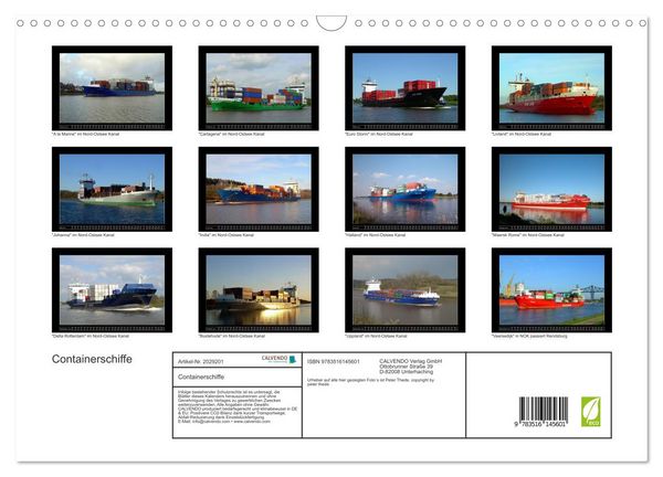 Produktbild: Containerschiffe (Wandkalender 2026 DIN A3 quer), CALVENDO Monatskalender
