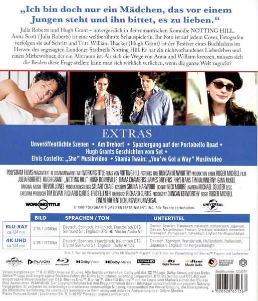Produktbild: Notting Hill (4K-UHD+Blu-ray)