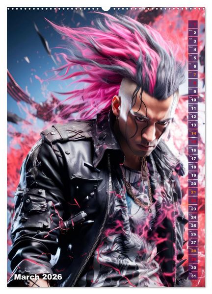 Produktbild: CYBERPUNK Cool guys (High Quality Premium Wall Calendar 2026 DIN A2 portrait),CALVENDO 12 Month Wall Calendar