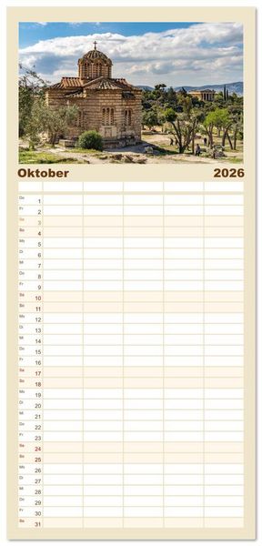 Produktbild: Familienplaner 2026 - Griechenland - Athen mit 5 Spalten (Wandkalender, 21 x 45 cm) CALVENDO