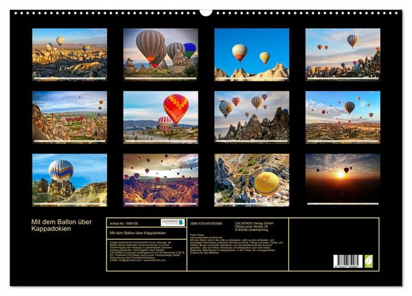 Produktbild: Mit dem Ballon &uuml;ber Kappadokien (Wandkalender 2026 DIN A2 quer), CALVENDO Monatskalender