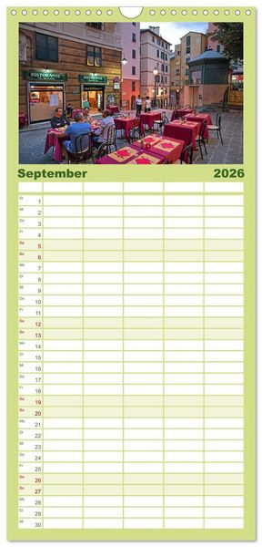 Produktbild: Familienplaner 2026 - Die zeitlose Sch&ouml;nheit von Genua mit 5 Spalten (Wandkalender, 21 x 45 cm) CALVENDO
