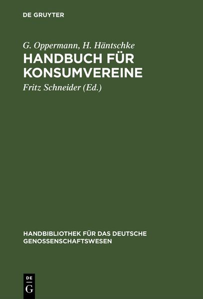Produktbild: Handbuch f&uuml;r Konsumvereine