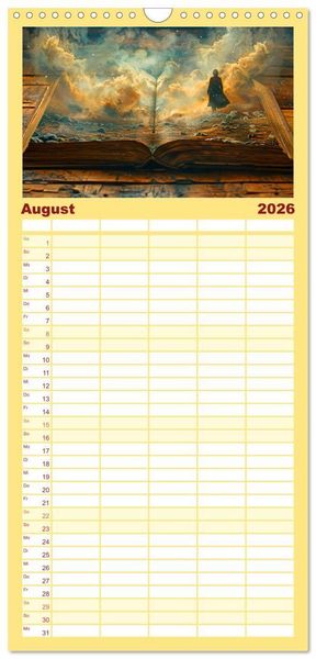 Produktbild: Familienplaner 2026 - Welten zwischen den Zeilen - B&uuml;cher, die Tr&auml;ume wecken mit 5 Spalten (Wandkalender, 21 x 45 cm) CALVENDO