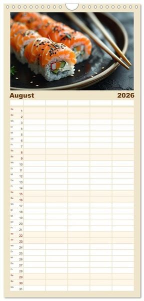 Produktbild: Familienplaner 2026 - Sushi Zauber mit 5 Spalten (Wandkalender, 21 x 45 cm) CALVENDO