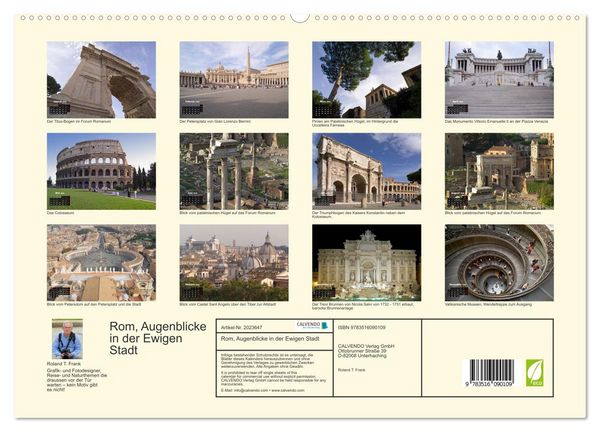 Produktbild: Rom, Augenblicke in der Ewigen Stadt (hochwertiger Premium Wandkalender 2026 DIN A2 quer), Kunstdruck in Hochglanz