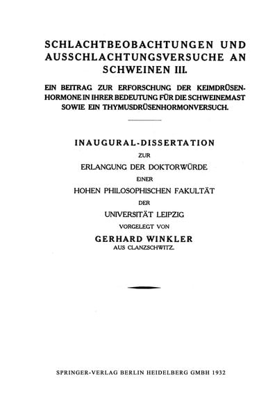 Produktbild: Schlachtbeobachtungen und Ausschlachtungsversuche an Schweinen III