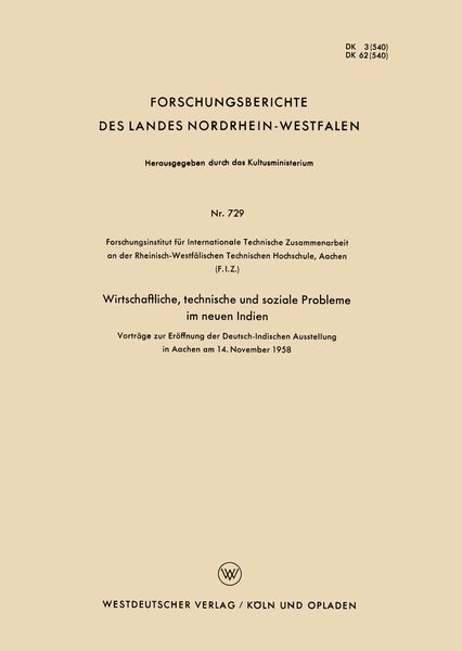 Produktbild: Wirtschaftliche, technische und soziale Probleme im neuen Indien