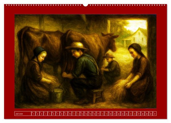 Produktbild: Einfach Leben - Einblicke in die Welt der Amish im Stil alter Gem&auml;lde (Wandkalender 2026 DIN A2 quer), CALVENDO Monatskalender
