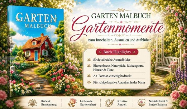 Produktbild: Garten Malbuch f&uuml;r Erwachsene &ndash; 50 Ausmalbilder zur Entspannung