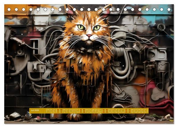 Produktbild: Graffiti Katzen (Tischkalender 2026 DIN A5 quer), CALVENDO Monatskalender
