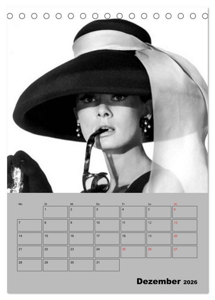 Produktbild: Hollywood-Diva. Audrey Hepburn (Tischkalender 2026 DIN A5 hoch), CALVENDO Monatskalender