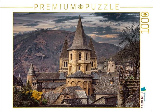 CALVENDO Puzzle Sainte-Foy über den Dächern von Conques | 1000 Teile Lege-Größe 64 × 48 cm Foto-Puzzle für glückliche Stunden