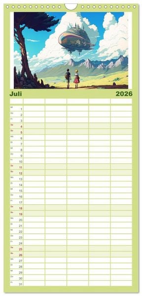 Produktbild: Familienplaner 2026 - Zauberhafte Anime Welt mit 5 Spalten (Wandkalender, 21 x 45 cm) CALVENDO