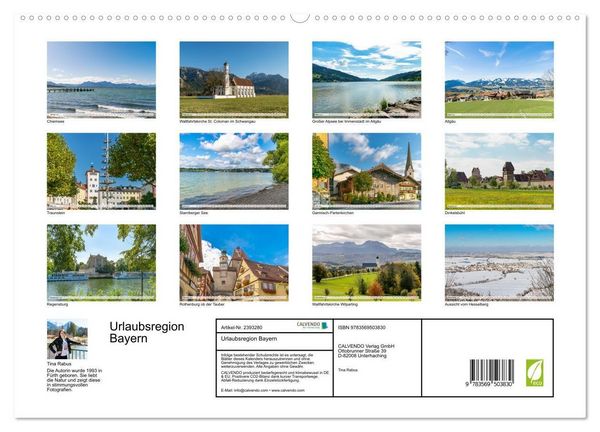 Produktbild: Urlaubsregion Bayern (Wandkalender 2027 DIN A2 quer), CALVENDO Monatskalender
