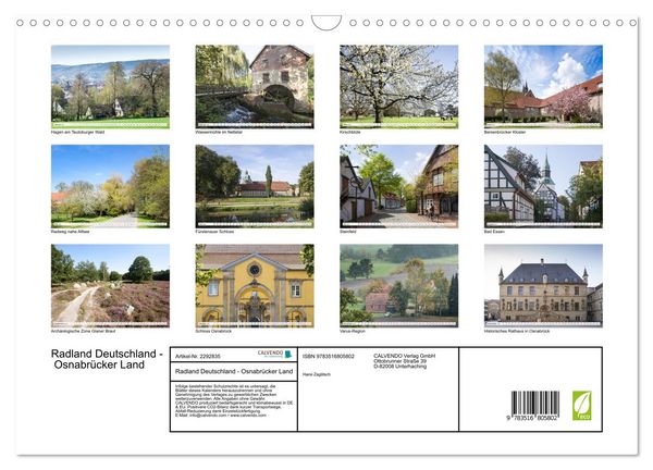 Produktbild: Radland Deutschland - Osnabr&uuml;cker Land (Wandkalender 2027 DIN A3 quer), CALVENDO Monatskalender