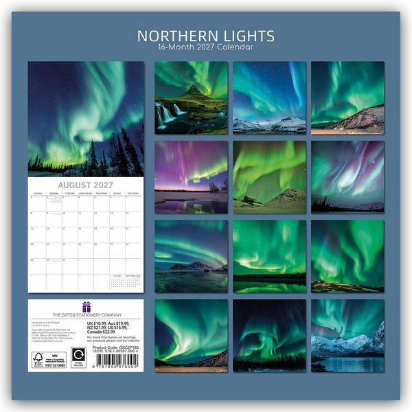 Produktbild: Northern Lights &ndash; Nordlicht &ndash; Aurora Borealis 2027 &ndash; 16-Monatskalender