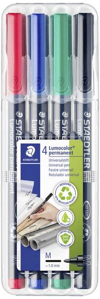 STAEDTLER Universalstift Lumocolor® permanent M, 4er Set farbig