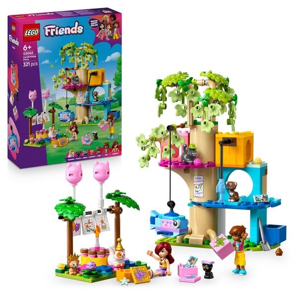 LEGO Friends 42666 Katzengeburtstagsparty & Baumhaus, Kinder Spielzeug