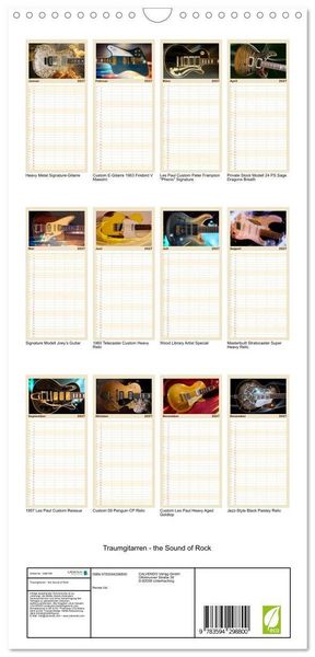 Produktbild: Familienplaner 2027 - Traumgitarren - the Sound of Rock mit 5 Spalten (Wandkalender, 21 x 45 cm) CALVENDO