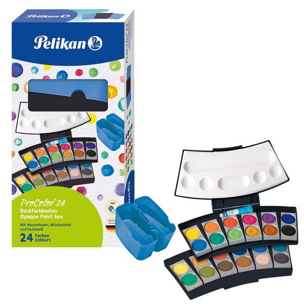 Pelikan Deckfarbkasten ProColor 24 Farben schwarz/blau