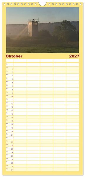 Produktbild: Familienplaner 2027 - Flusslandschaft Elbe mit 5 Spalten (Wandkalender, 21 x 45 cm) CALVENDO