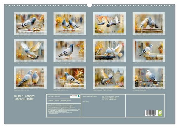 Produktbild: Tauben. Urbane Lebensk&uuml;nstler (Wandkalender 2027 DIN A2 quer), CALVENDO Monatskalender