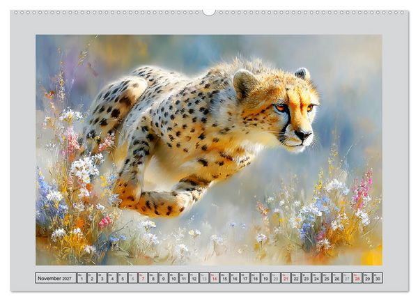 Produktbild: Geparden. Eleganz zwischen Speed und Stille (hochwertiger Premium Wandkalender 2027 DIN A2 quer), Kunstdruck in Hochglanz