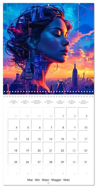 Produktbild: City faces AI beauties in world metropolises (Wall Calendar 2026 12 &times; 12 Inch) CALVENDO 12 Month Wall Calendar