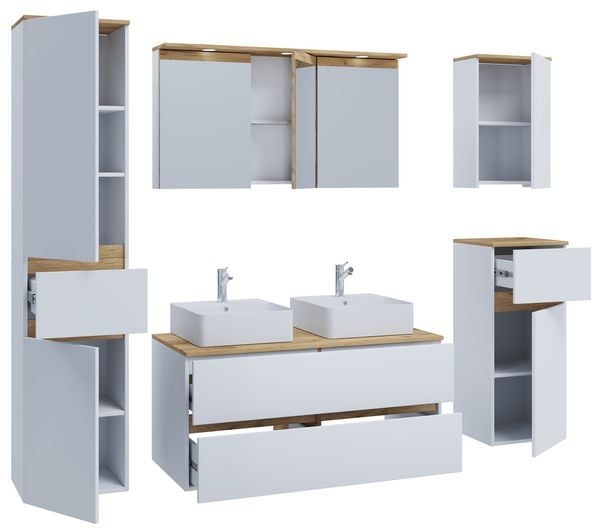 Produktbild: 7 tlg. Badm&ouml;bel-Set mit Waschbecken Cosila-A 111cm