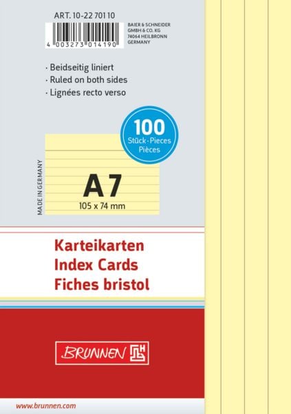 Produktbild: Brunnen Karteikarte A7 lin ge 100St