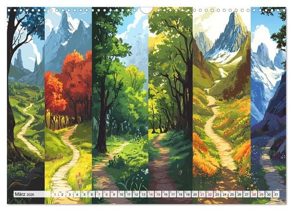 Produktbild: Landschaften in bunten Fragmenten (Wandkalender 2026 DIN A3 quer), CALVENDO Monatskalender