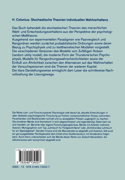 Produktbild: Stochastische Theorien individuellen Wahlverhaltens