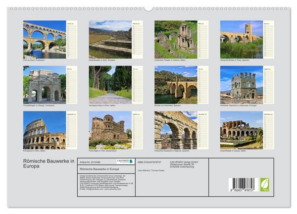 Produktbild: R&ouml;mische Bauwerke in Europa (hochwertiger Premium Wandkalender 2026 DIN A2 quer), Kunstdruck in Hochglanz