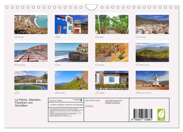 Produktbild: La Palma. Wandern, Flanieren und Genie&szlig;en (Wandkalender 2026 DIN A4 quer), CALVENDO Monatskalender